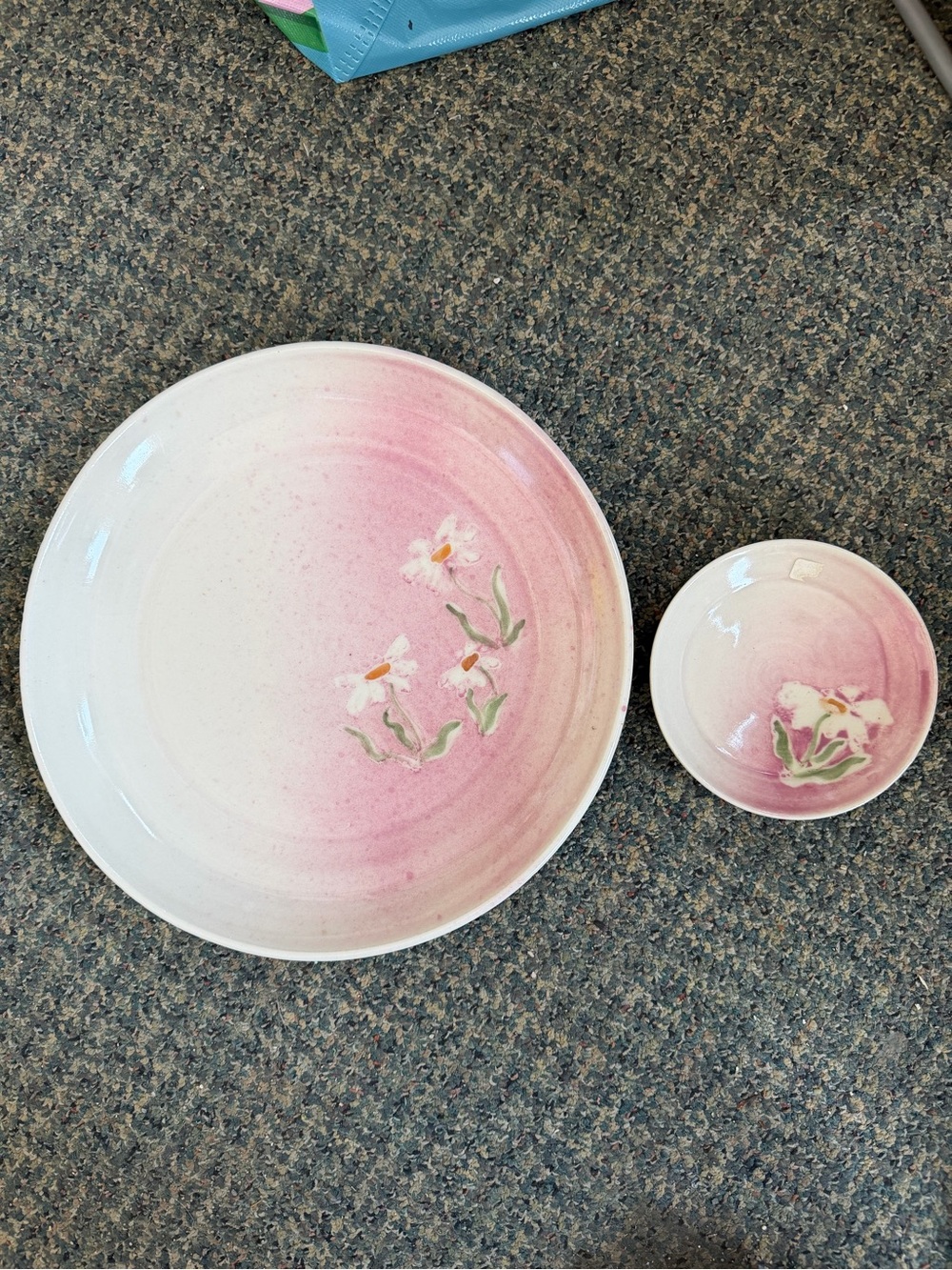 Handmade Pink Floral Ceramic Plates